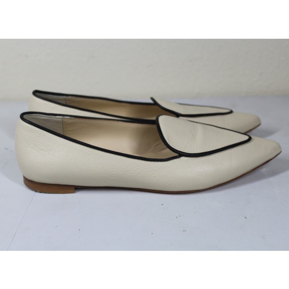 Mavette Cream Pointed Toe Flats with Black Trim